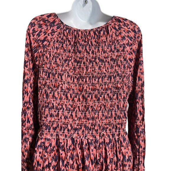 Beachlunchlounge Talia Smocked Long Sleeve Mini Dress or Tunic Size Large Boho - Picture 5 of 10